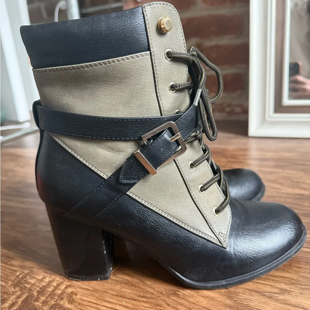 Like new! Green/Black Heeled Combat Boots - Image 4