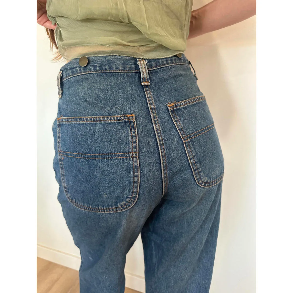 Vintage Foldover Retro Blue Jeans Size 8 - Image 3