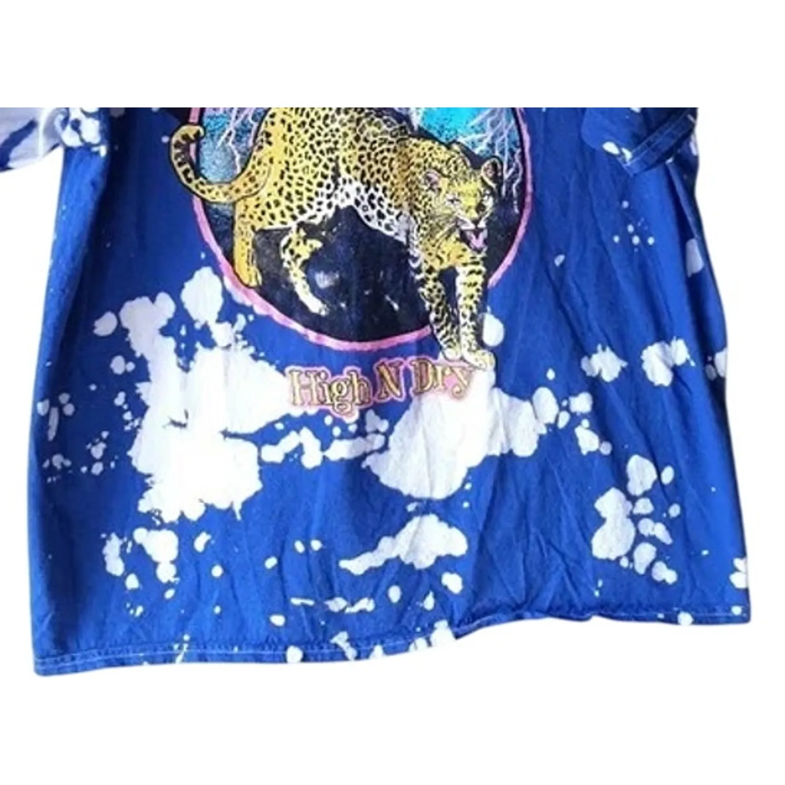 Def Leppard Vintage Style High N Dry Tie Dye Tiger Graphic Unisex T Shirt M Blue - Image 4