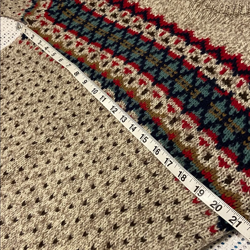 Vintage Jean Michaud 90’s fair isle knit Sweater Wool Blend Ski / Cabin Size XL Green - Image 9