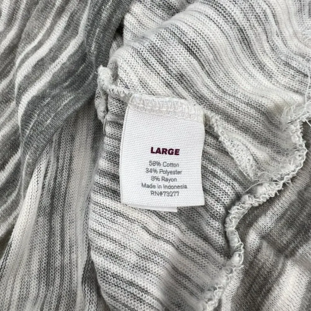 Hang Ten Gray and White Striped Sheer Cotton Beach Cover Hoodie Women's Size L - Image 4