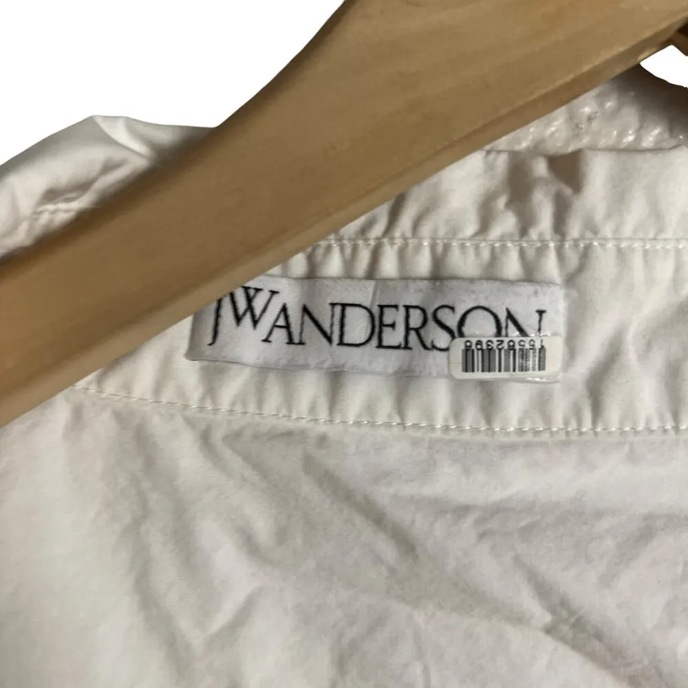 JW Anderson Lace Detail Long Sleeve Button Front Shirt Mini Dress Size 0 White - Image 6