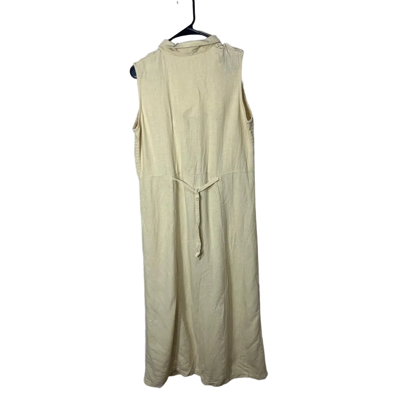 Christopher &‎ Banks Beige Yellow Linen Blend Button Front Maxi Dress Large - Image 2