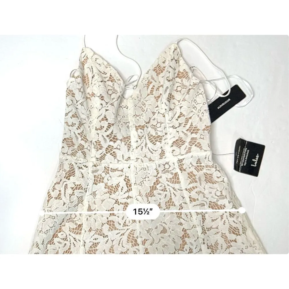 Lulu's One Wish Handkerchief Dress‎ White Lace Midi XS Cruise Wedding Event - Image 11