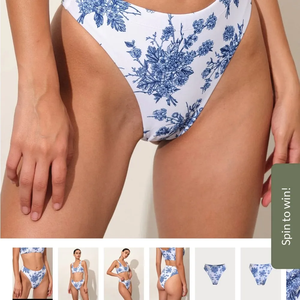 Berlook Blue Floral Bikini Top and Floral Bikini Bottom White Size M - Image 13