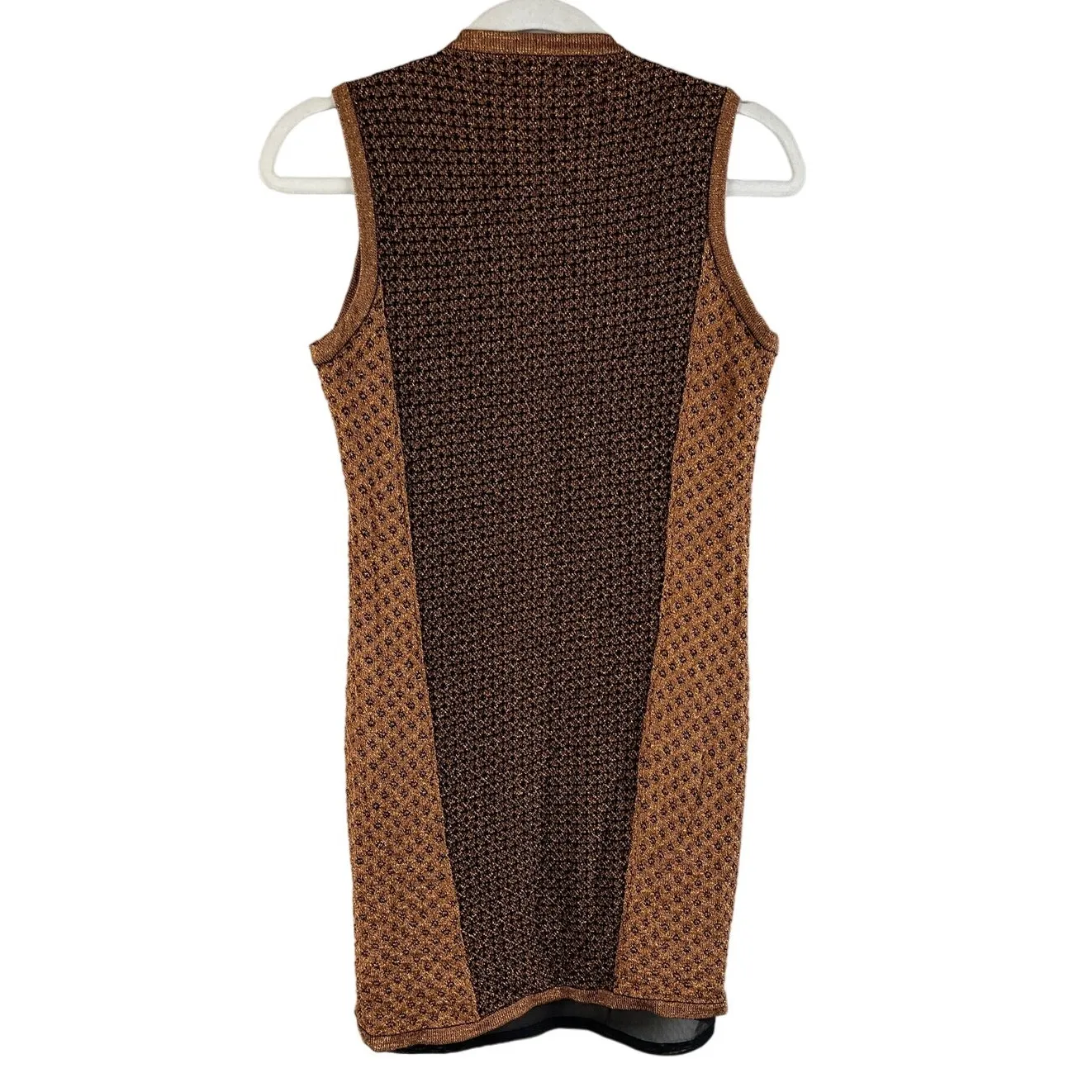Rag & Bone Amanda Mini Sleeveless‎ Sweater Dress in Brown & Copper Size Large - Image 9