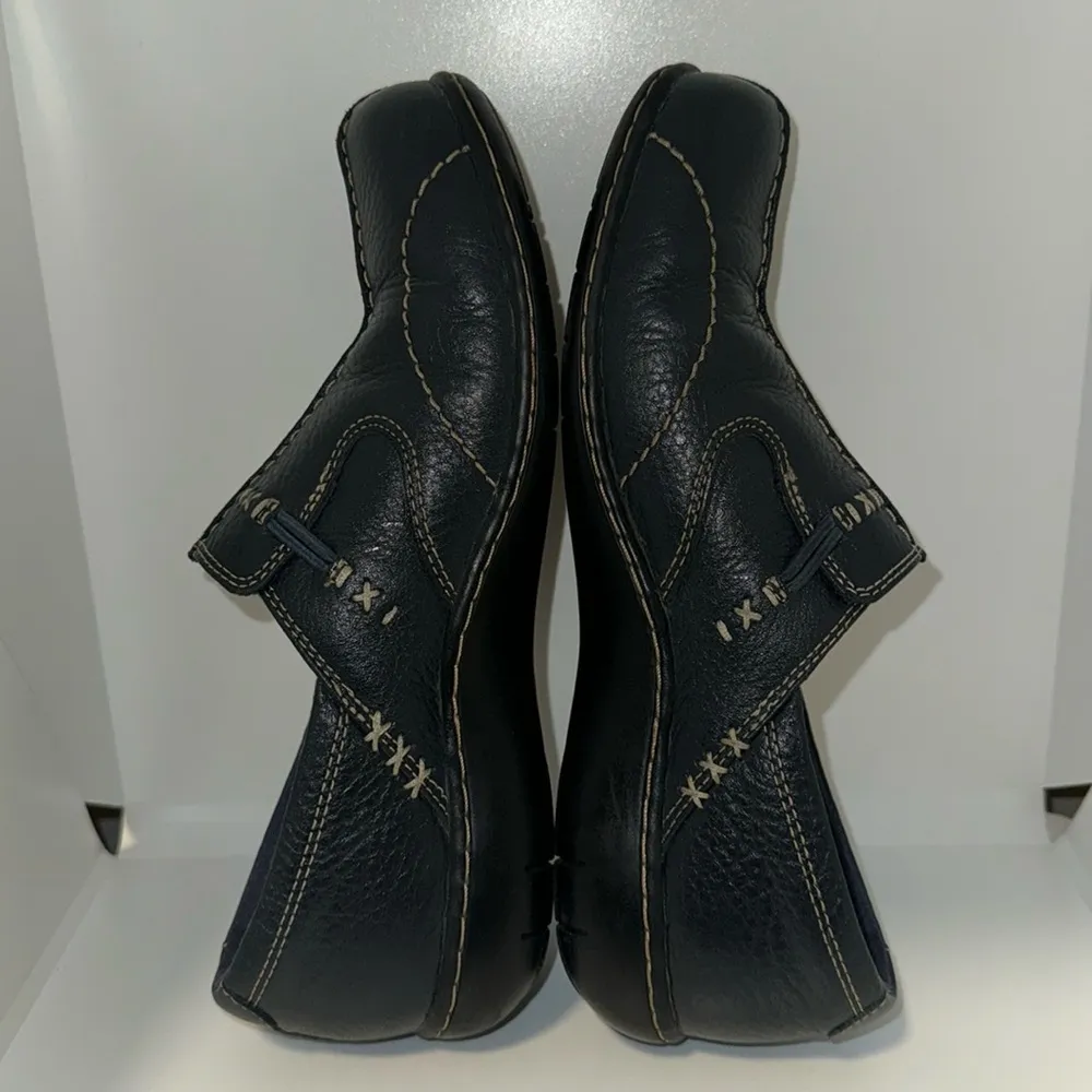 Clarks Sixty Delta Navy Blue Leather Button Slip-On Loafers Shoes Women's 6 - Image 7