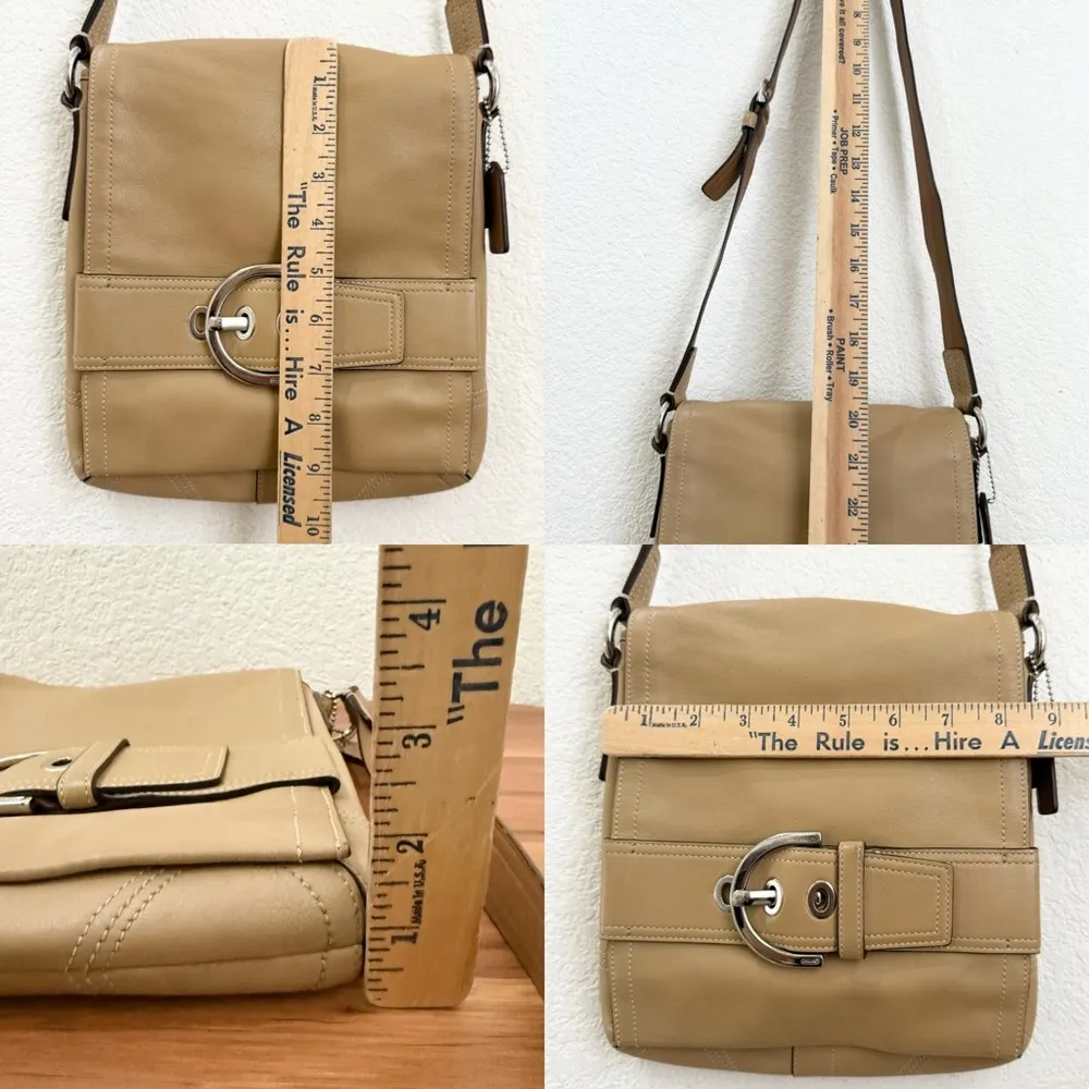 Vintage COACH 8A07 Soho Flap Butter Beige Soft Leather Messenger Shoulder Bag - Image 13