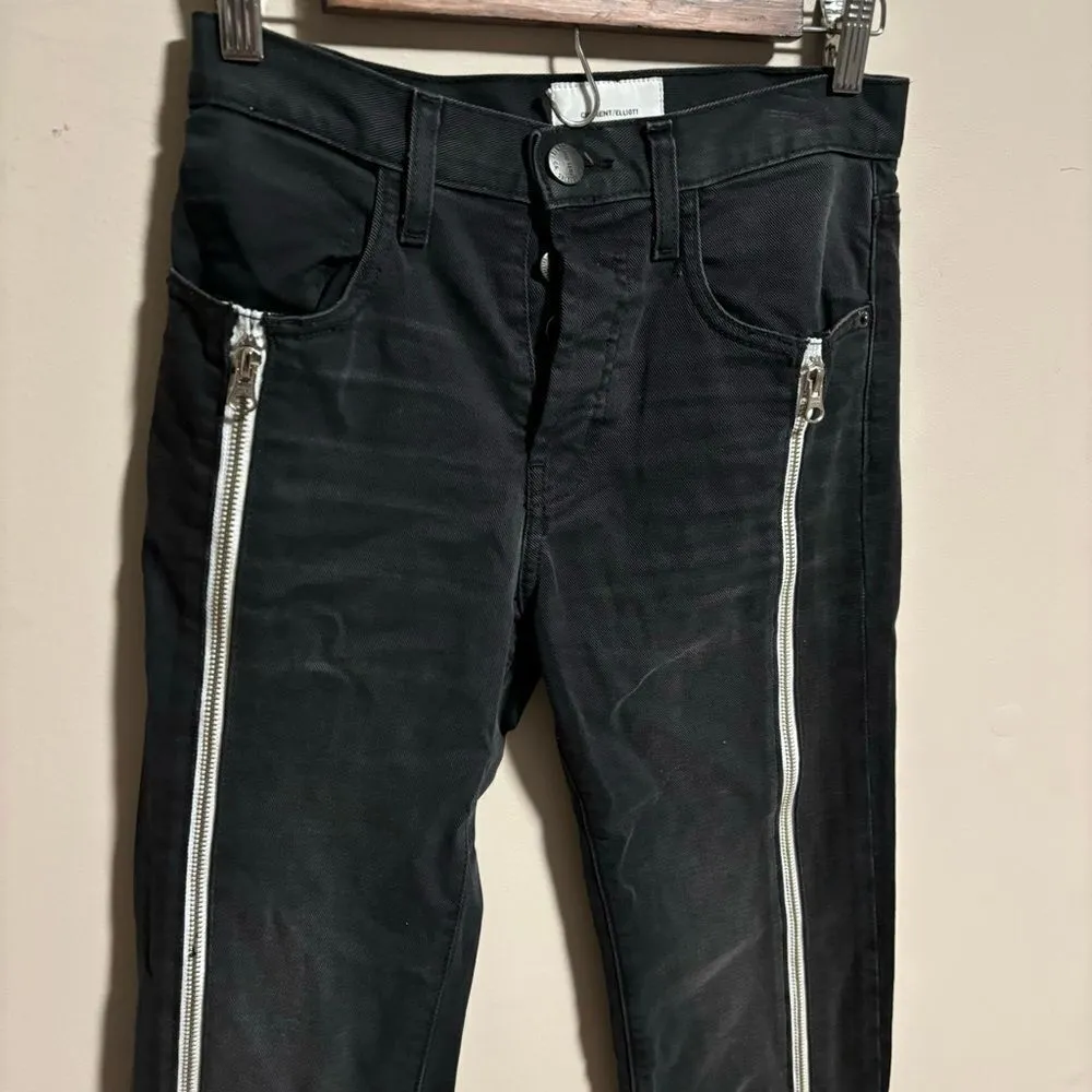 Current/Elliott The Dallon Zipped Straight Black Gray-  Size 25 - Image 5