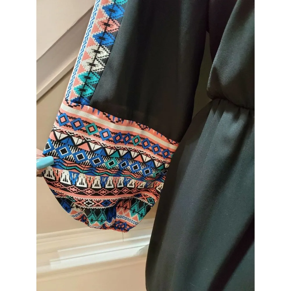 As U Wish Women's Black Polyester V-Neck Long Sleeve Knee Length Dress Size L - Image 5