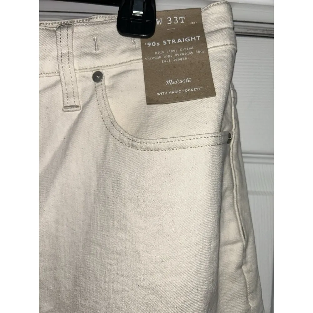 Madewell The '90s Straight Leg Jean in Vintage Canvas Ivory Size 33T - Image 7