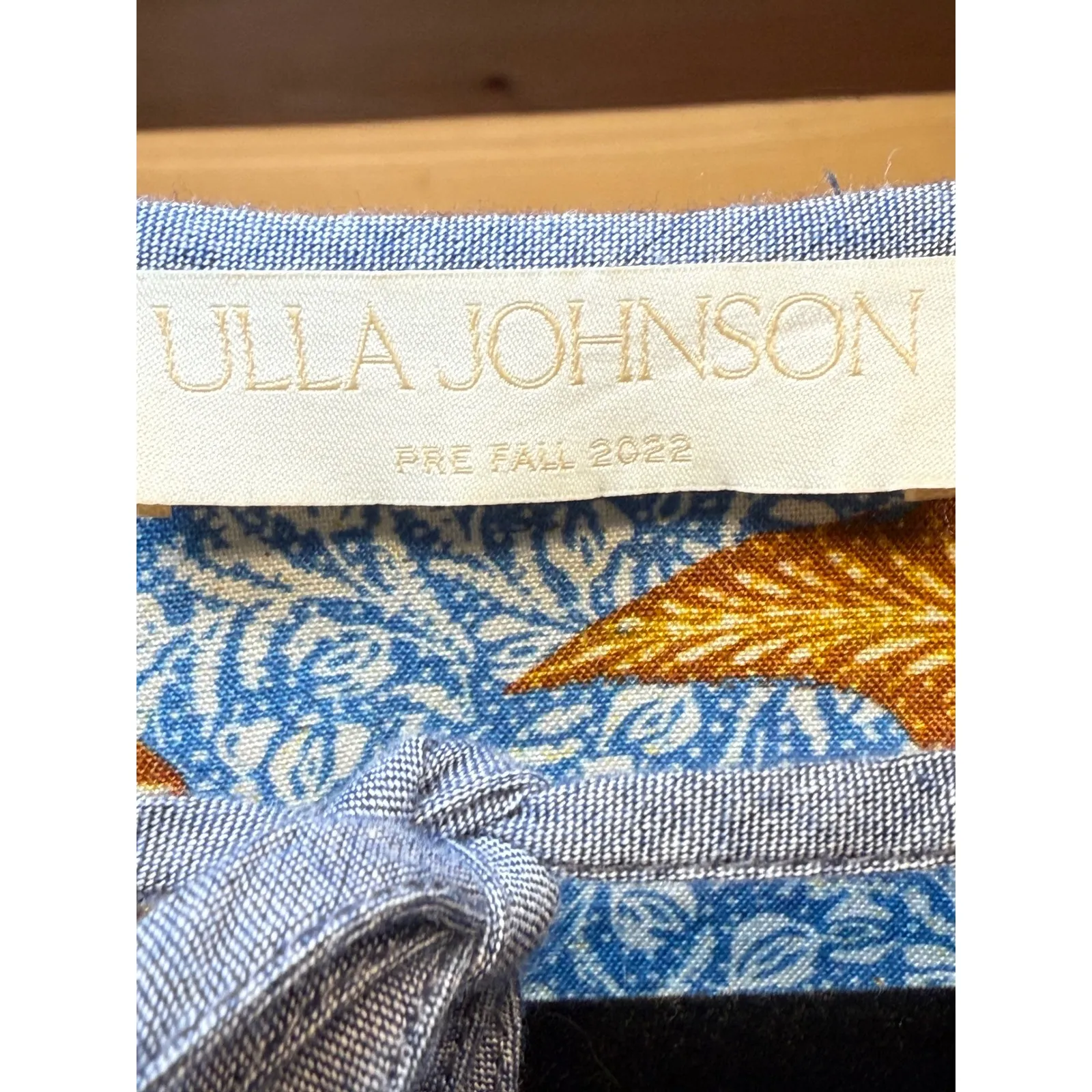 Ulla‎ Johnson Blue Floral Print Tie Neck Peasant Blouse Top Pre Fall 2022 Size 4 - Image 3