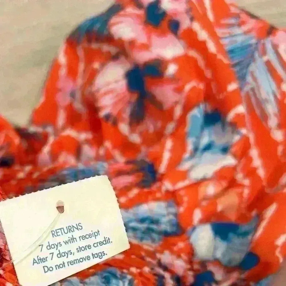 NWT Toxik3 Strapless Corset Romper Orange Chevron Floral Stretch Zipper Size L Size L - Image 7