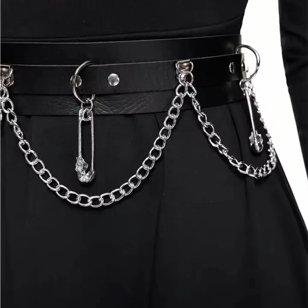 Black Chain Belt with Silver Accents - Image 5