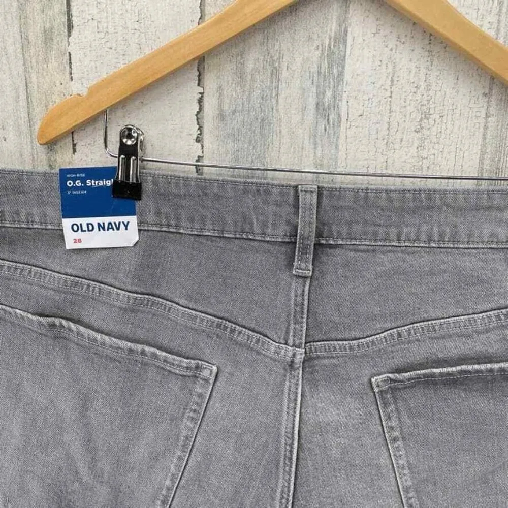 Old Navy O.G. Straight Jean Shorts Women 28 Gray High Rise Rolled Hem Distressed - Image 6