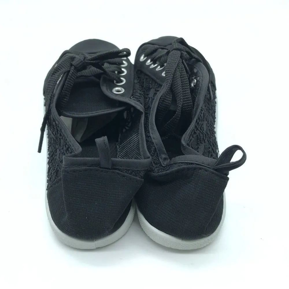 Womens Sneakers Low Top Crochet Sheer Lace Up Black Size 7 - Image 4