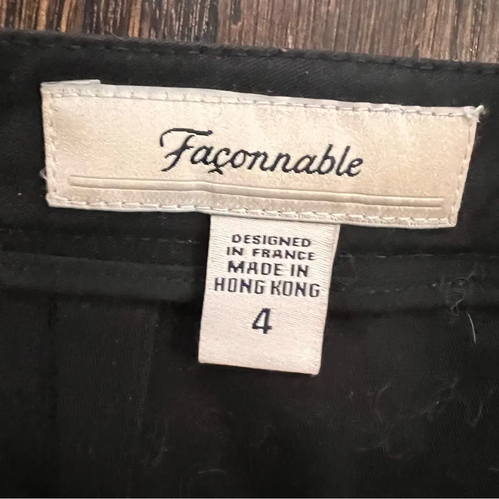 Faconnable Black Dress Pants Flat Front Straight Leg Size 4 - Image 2
