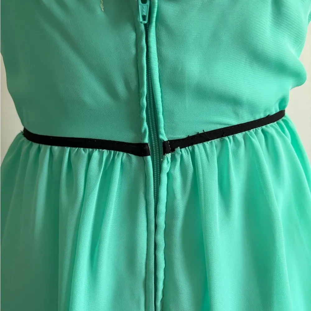 Mini Mint Green with Black Trim Baby Doll Dress Size S - Image 8