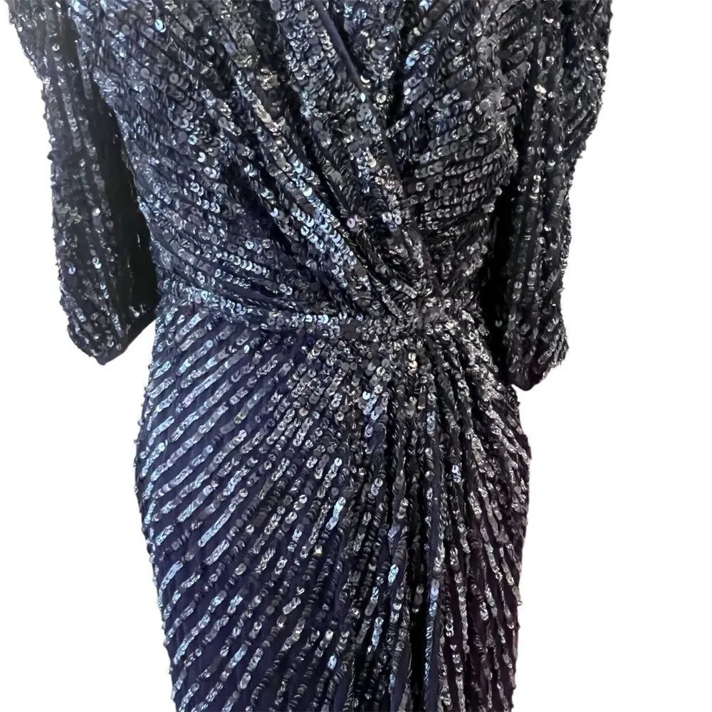 NWT‎ Mac Duggal Midnight sequin midi dress style 5578 size 8 women's - Image 9