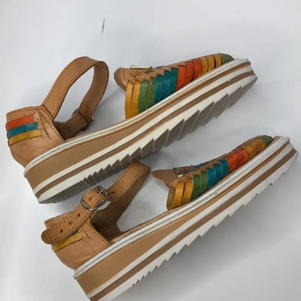 Raguer multi colored platform Huraches size 6‎ Tan - Image 7
