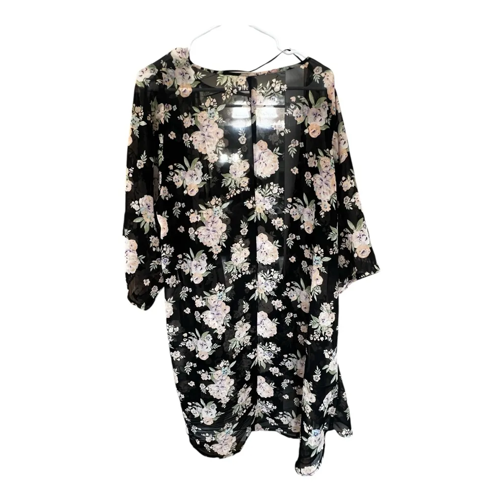 Mudd Black Floral Kimono - Image 2
