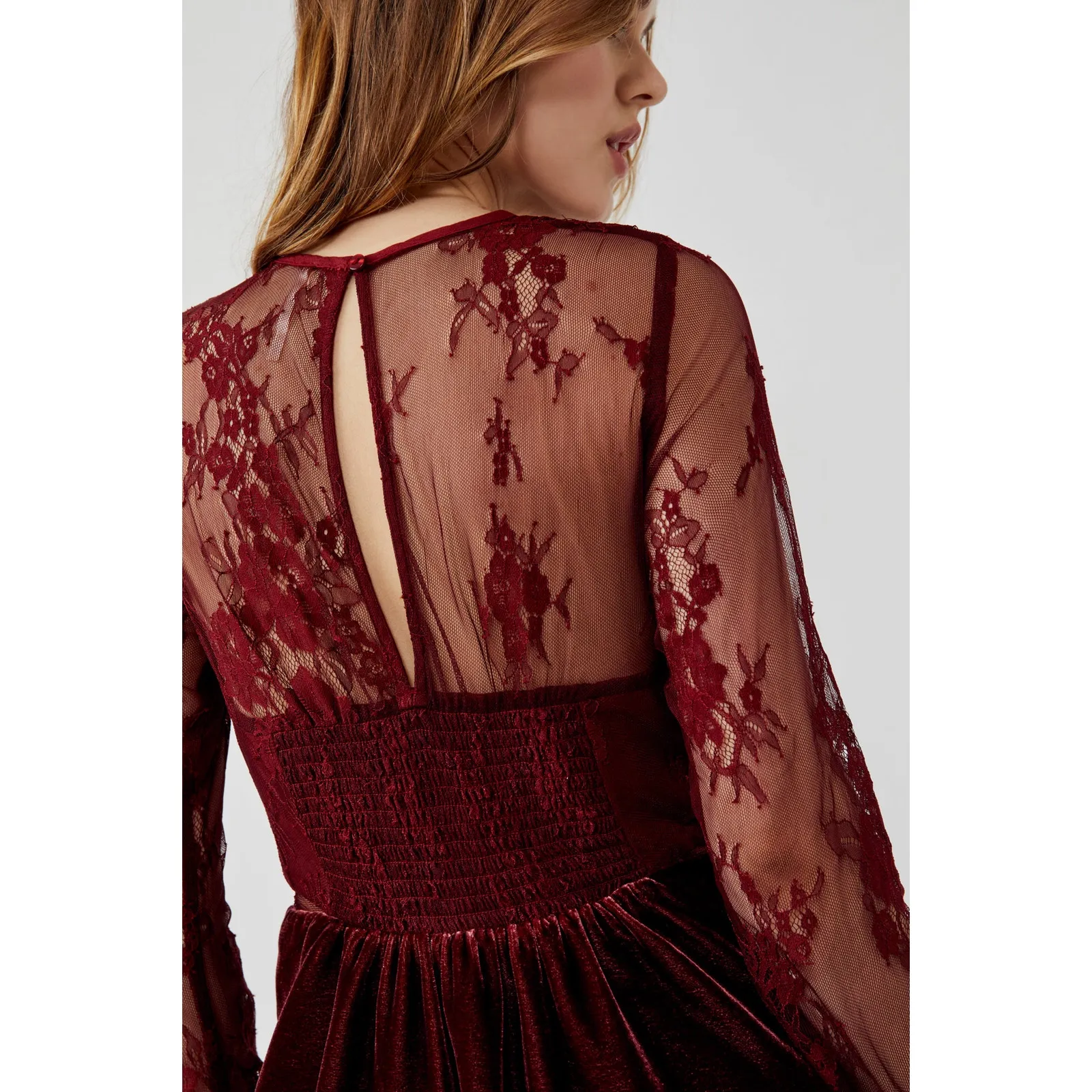 Free People Marlie Lace Long Sleeve Velvet Corset Mini Dress Size Medium NEW - Image 6