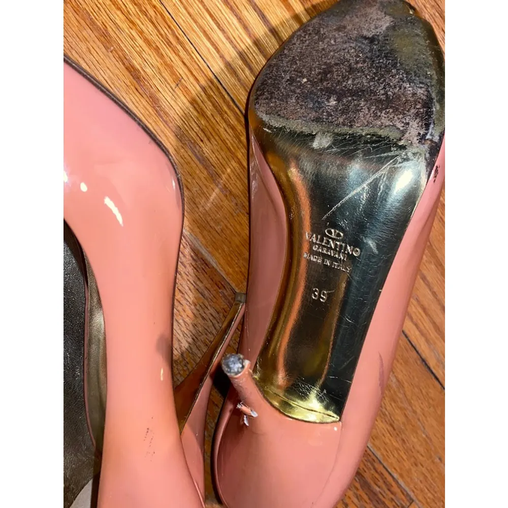 Women's Valentino Garavani Pinkish Mauve Leather Heels Size 39 Pink - Image 3