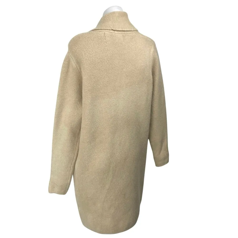 Pink Martini Stockport Womens Beige Wool Knit Long Sleeve Trench Coat Jacket XXS - Image 2