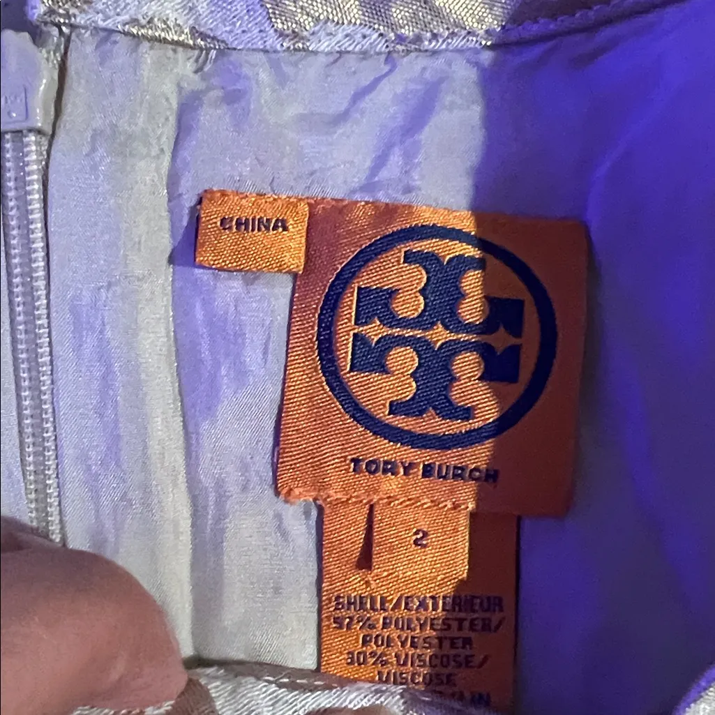 Tory Burch Maggie gold foil jacquard classic dress midi. Size 2 - Image 9