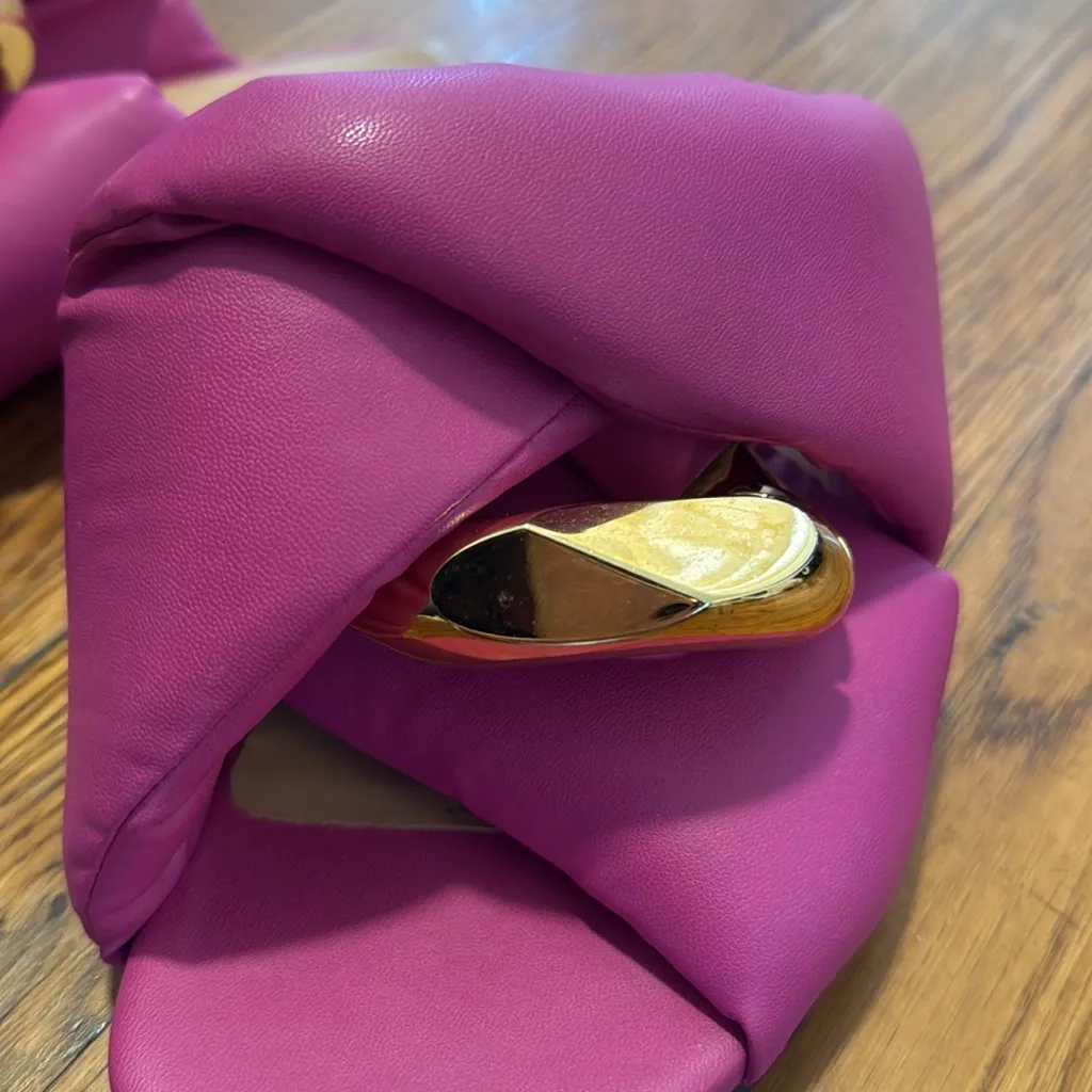 JW Anderson Chain Leather Sandal in fuchsia Barbie pink size 36.5 leather gold - Image 2