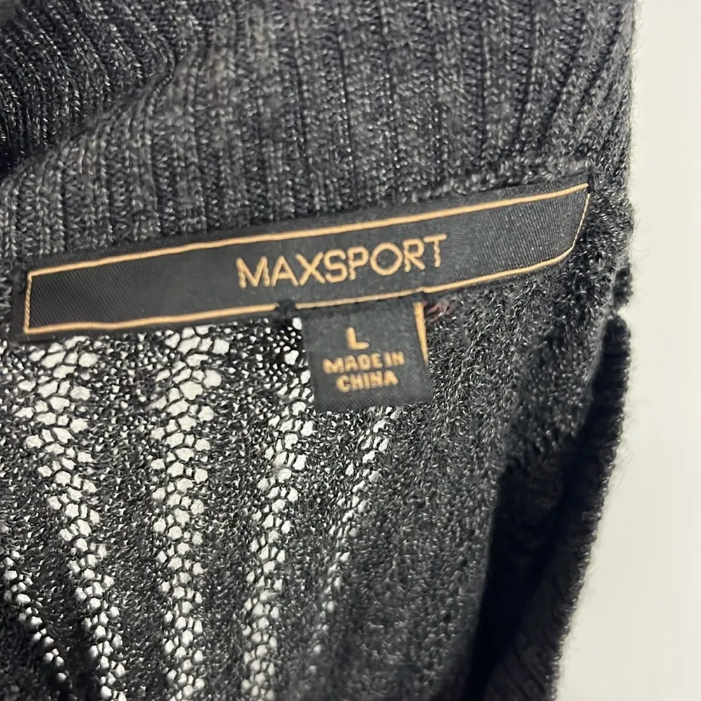 Maxsport Large Black Long Sleeve Mock Neck Lightweight Knit Sweater - Image 7