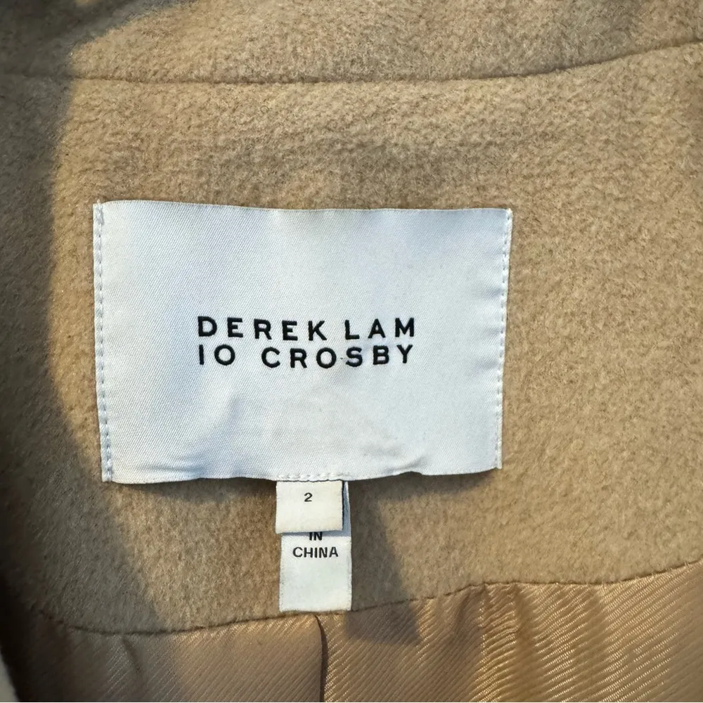Derek Lam 10 Crosby Tan & Red Color-Blocked Wool-Blend Coat | Size 2 - Image 3