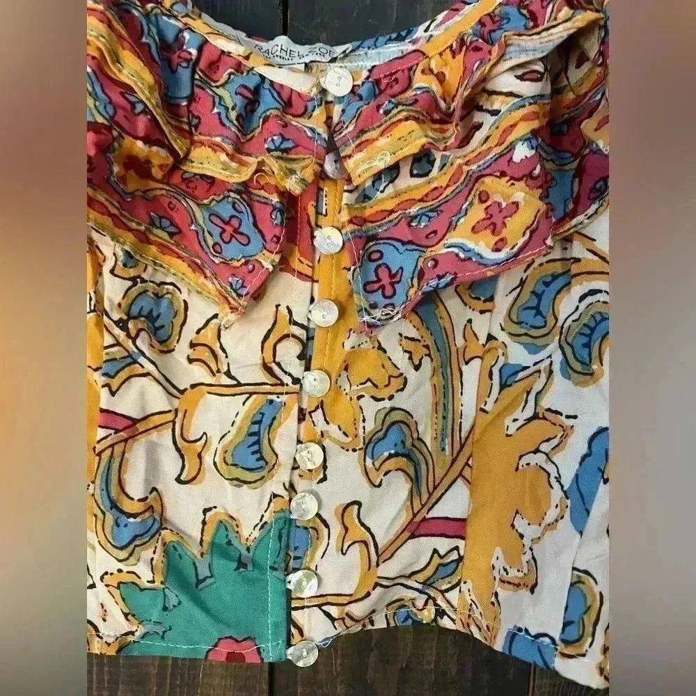 Vibrant Floral Ruffle Blouse by Rachel Zoe NWT Size‎ M A39 - Image 2