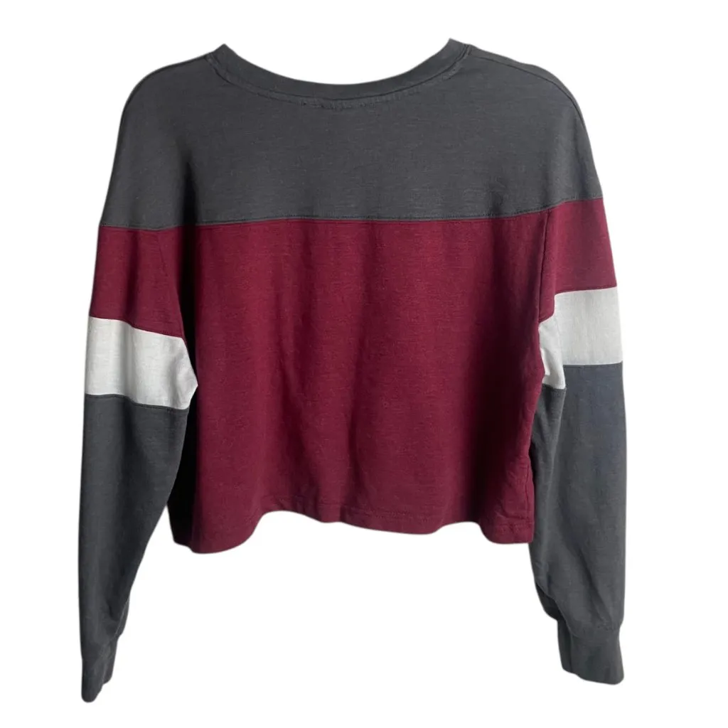 Harry Potter Alumni Size Large Cropped Crew Neck Sweatshirt Burgandy Grey Casual Red - Image 2