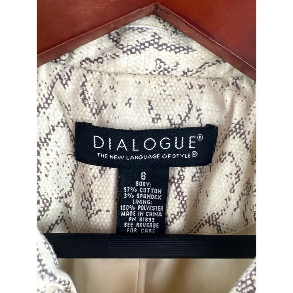 Snake Print Button-Up Jacket Dialogue Size 6 Womens Cotton & Spandex Blend - Image 3