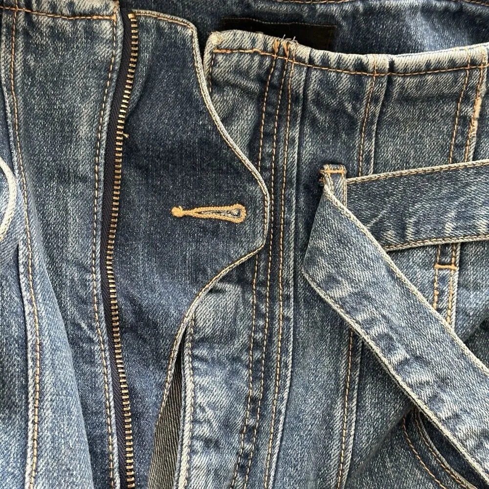 Bardot Denim High Waist Wide Legs belted cotton Jeans Size 26 - Image 9