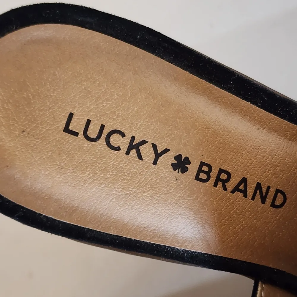 Lucky Brand Bertel Black Perforated Suede Slingback Sandals 9½ - Image 4