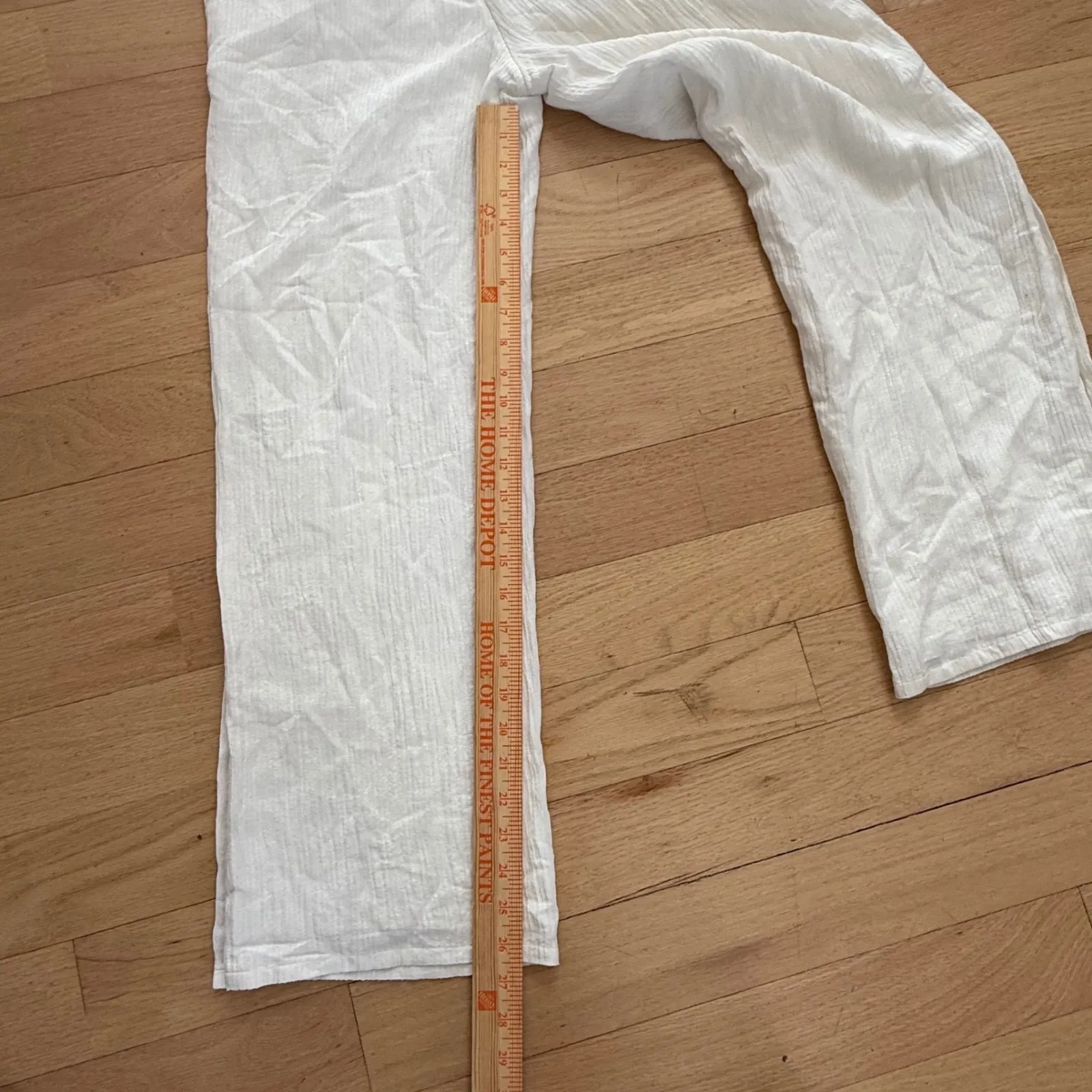 Soft Surroundings XS White Textured Wide Leg Pants Button DetaiL beach Lounge - Image 7