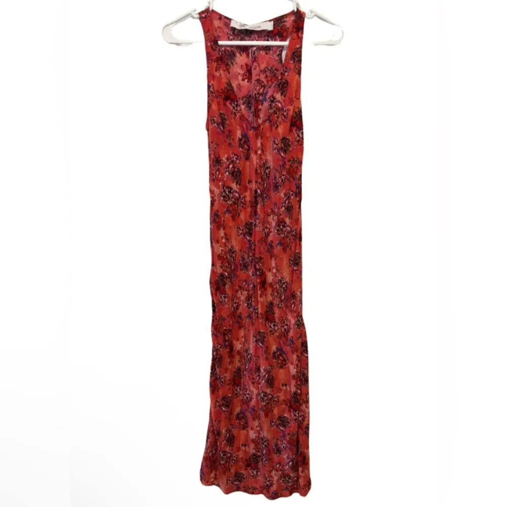 IRO Kaya Printed Crepe de Chine Midi Dress Coral Red Floral Print EU 36 / US 4 - Image 3