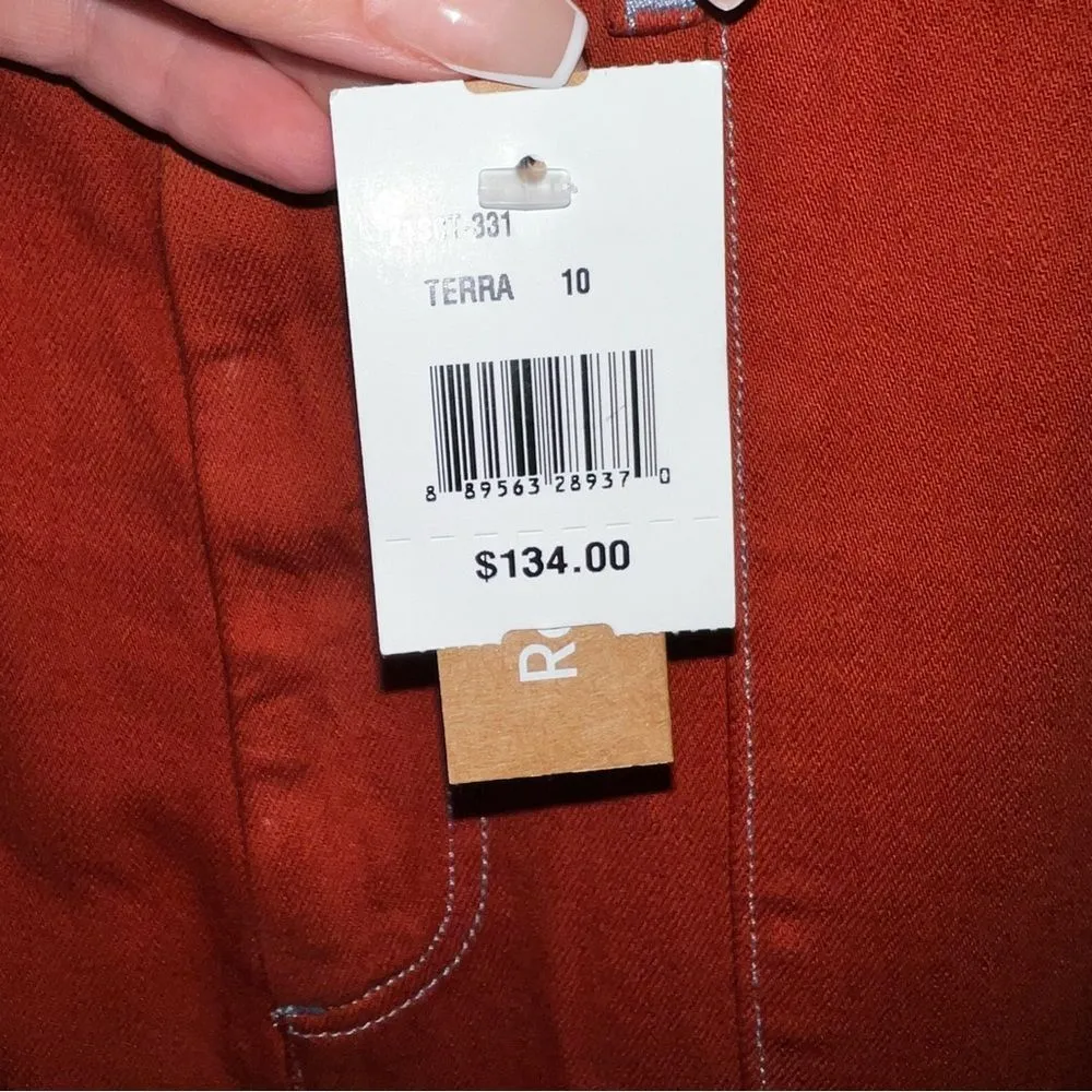 Roller Rabbit Elle Twill Wide Leg High Rise Cropped Pants Terra Cotta 10 NWT - Image 11