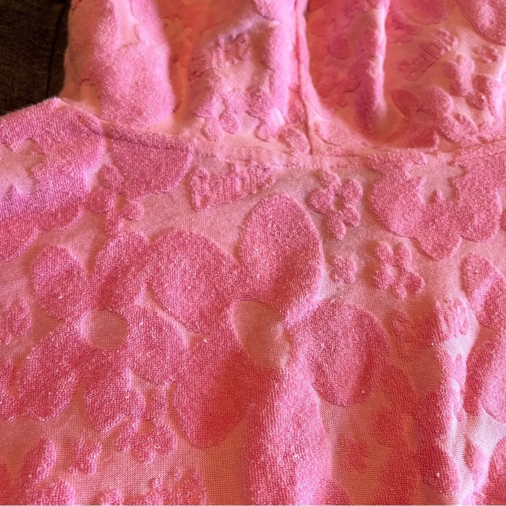 BARBIE x Forever 21 terry jacquard floral cropped full zip hoodie, pink, L, NWT Pink Size L - Image 12