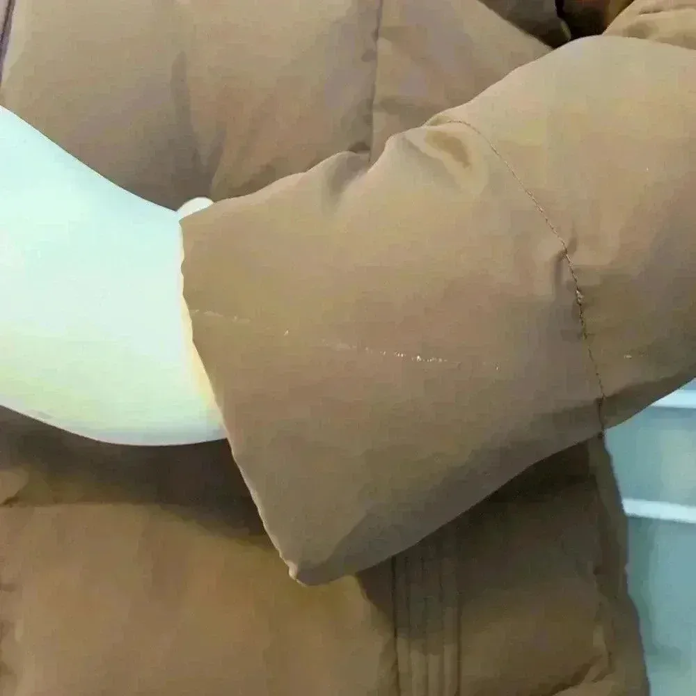 Naf Naf Brown Long Puffer Coat Size 42 - Image 4