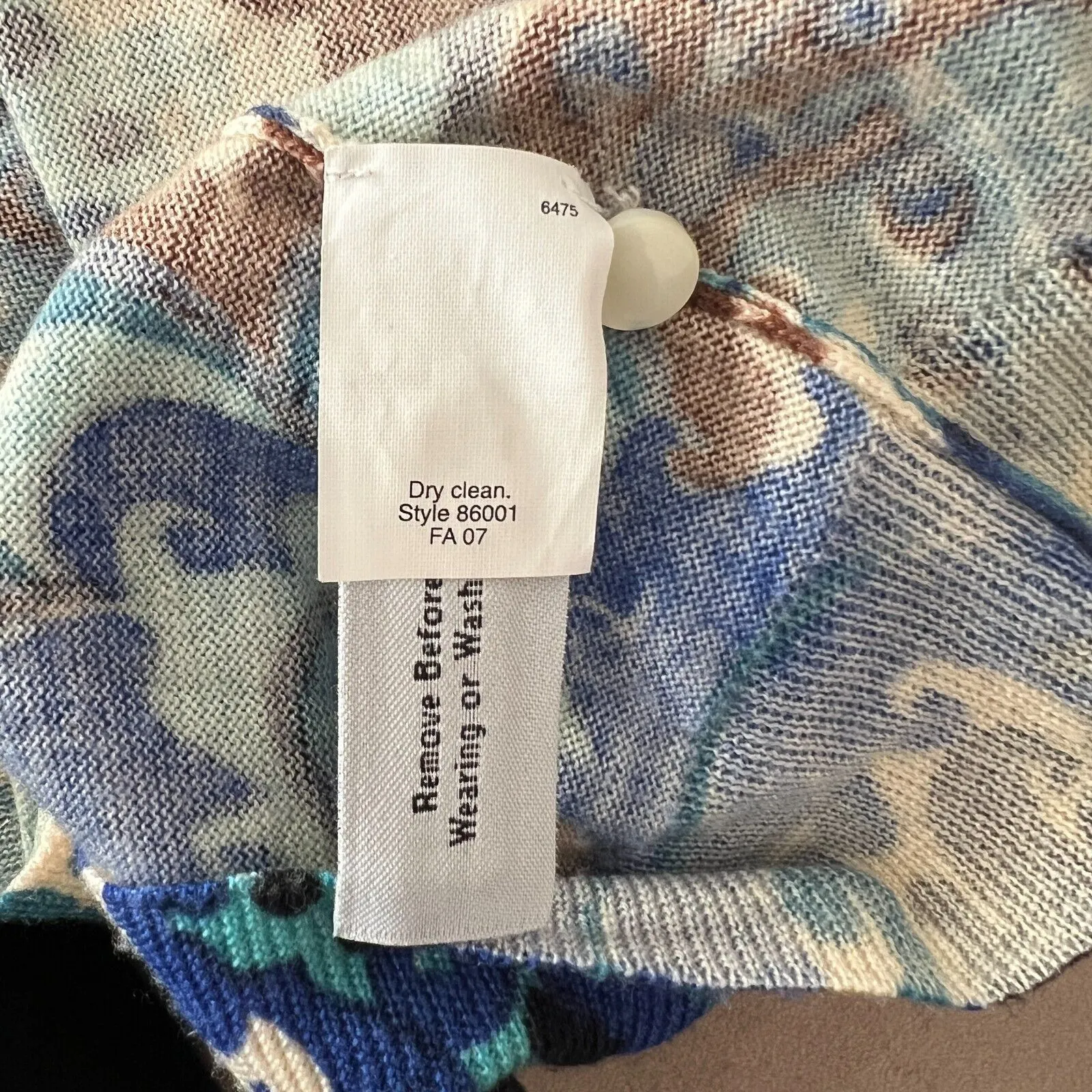 J. Crew merino wool cardigan paisley blue brown M Size M - Image 7