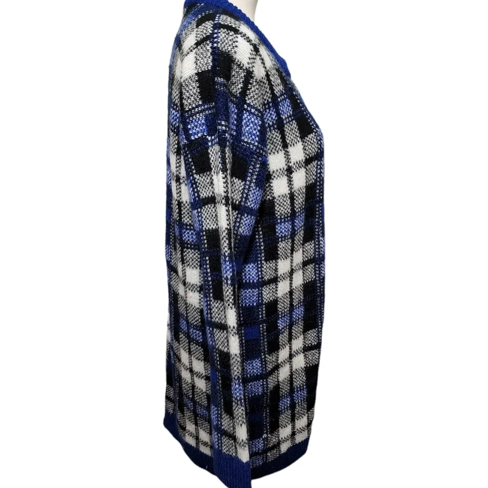 Sweet Rain blue plaid open front blanket cardigan size medium - Image 3