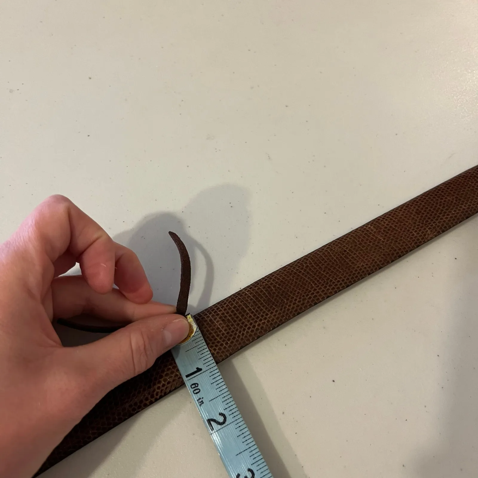 Cale Vintage Brown Genuine Lizard Leather Made in Spain Brass Belt Size XL - Image 6