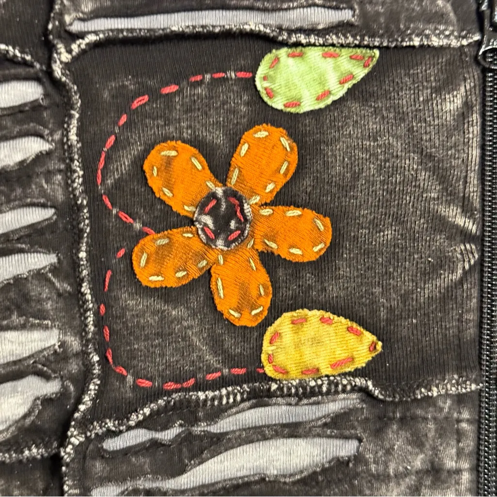 NWT Rhea Black Cotton Om Long Multicolor Patchwork Jacket Size Medium - Image 8