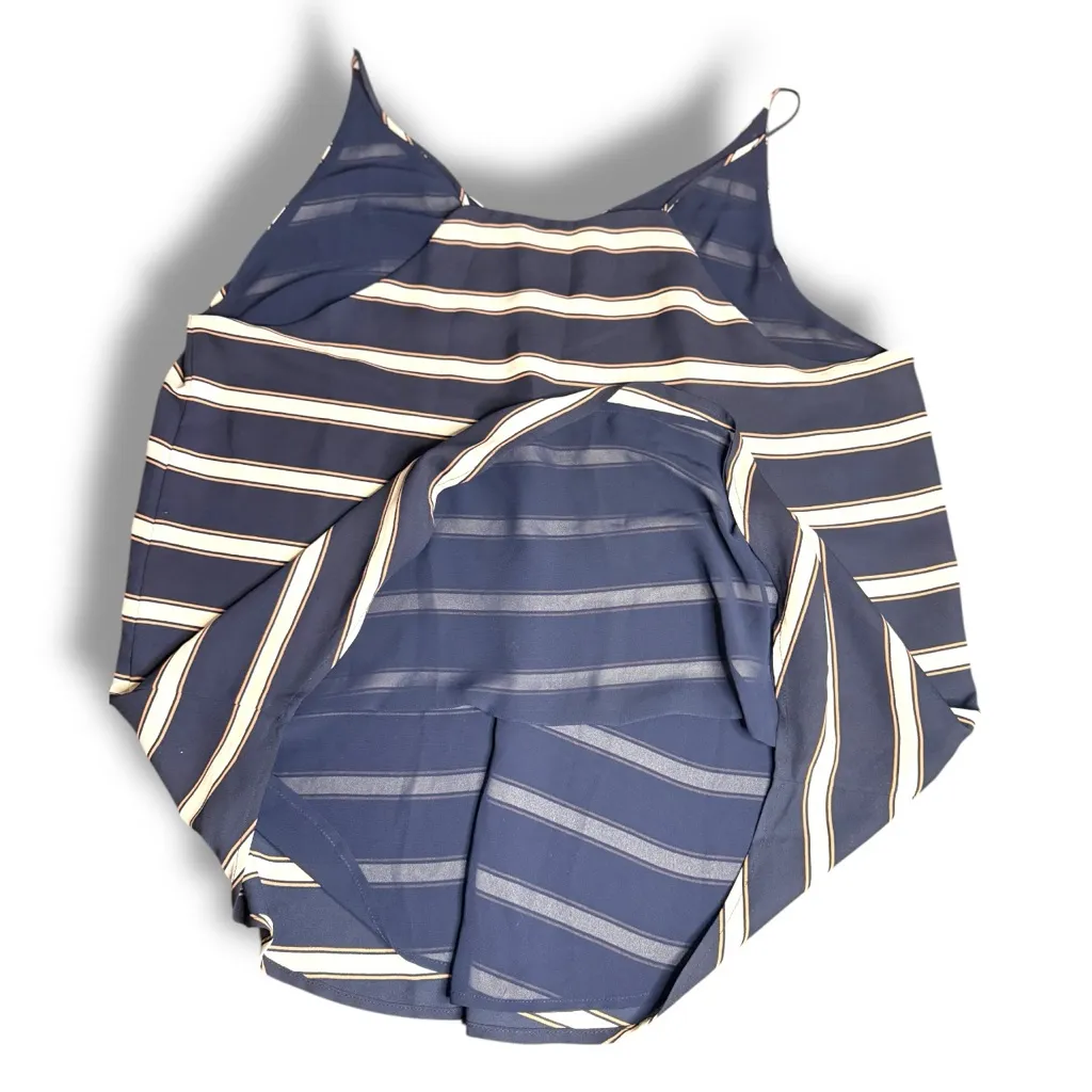 NWOT Ann Taylor LOFT Navy Cream Stripes Flowy Spagetti Strap Camisole Size L - Image 3