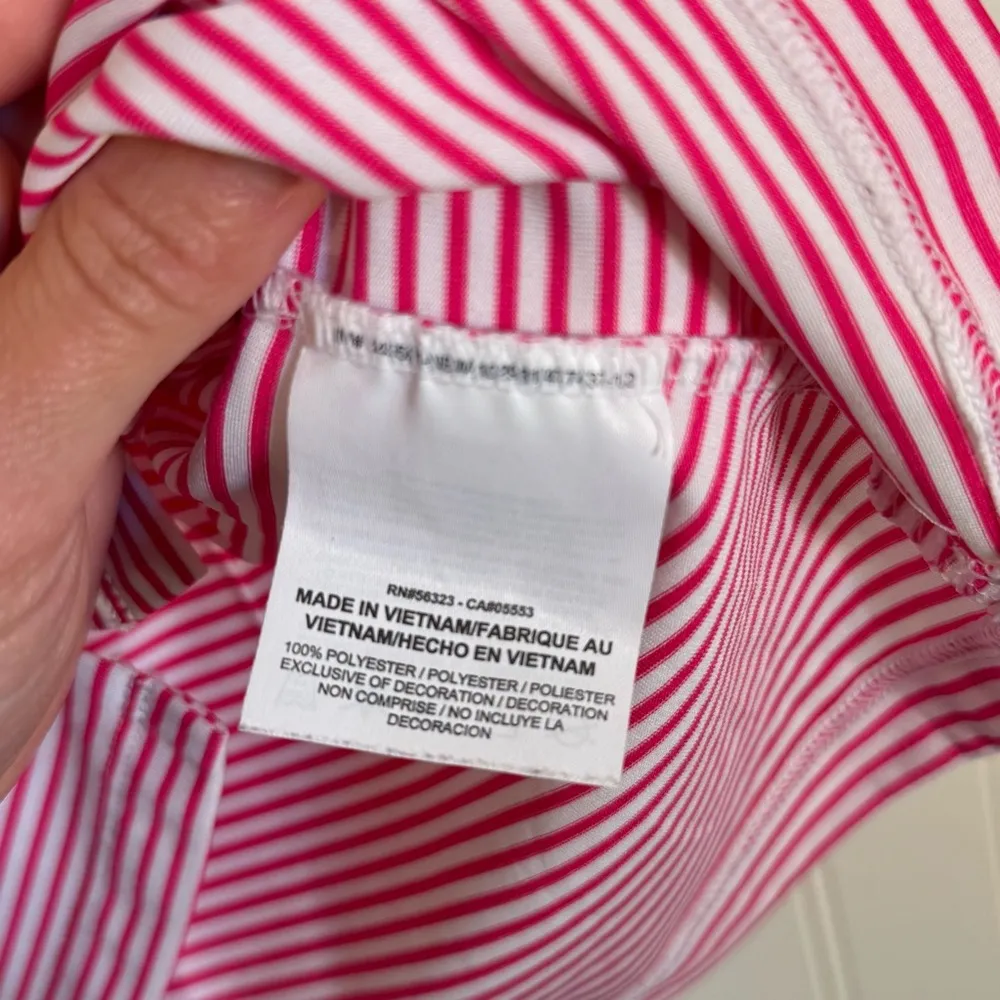 Nike Golf Dri-Fit Womens Victory Stripe Sleeveless Pink & White Polo Shirt Small - Image 6