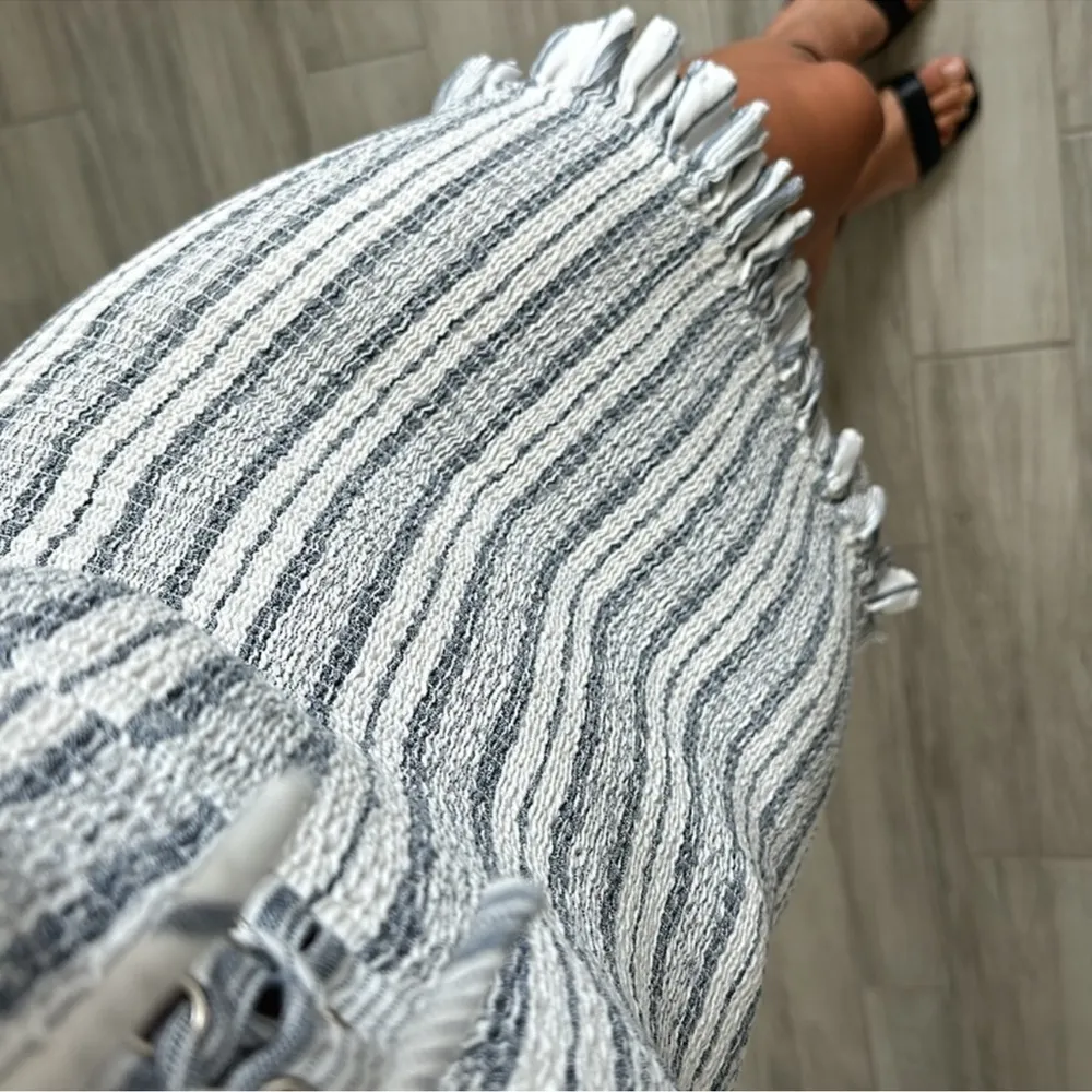 Sincerely Jules Striped Smocked Ruffle Hem Coastal Bodycon Mini Dress sz XS - Image 4