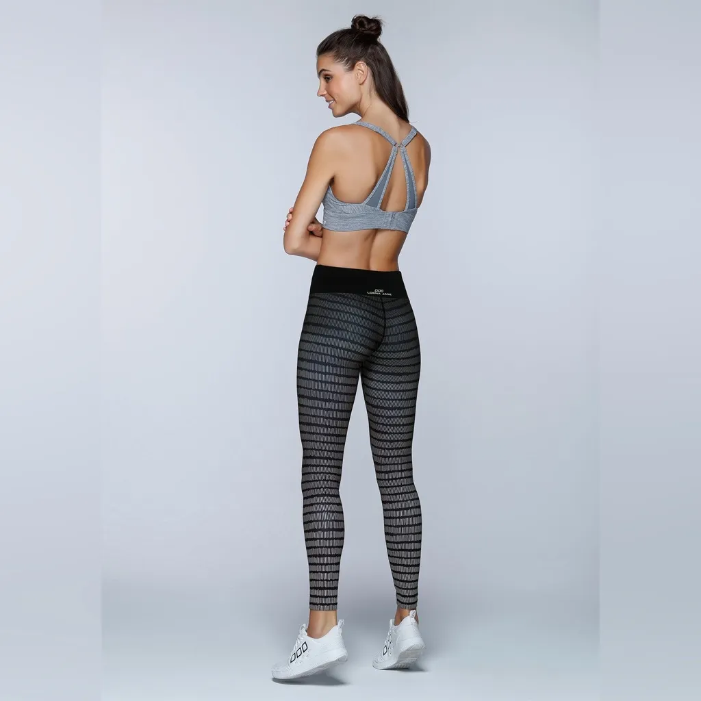 NEW Lorna Jane Rapid Core Full Length Black and White Stripe Ombré Leggings | S - Image 10